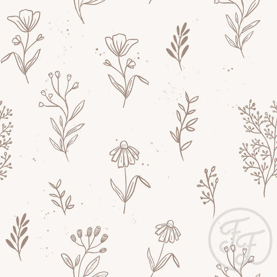Family Fabrics Softshell « Fleurs Contours Offwhite »
