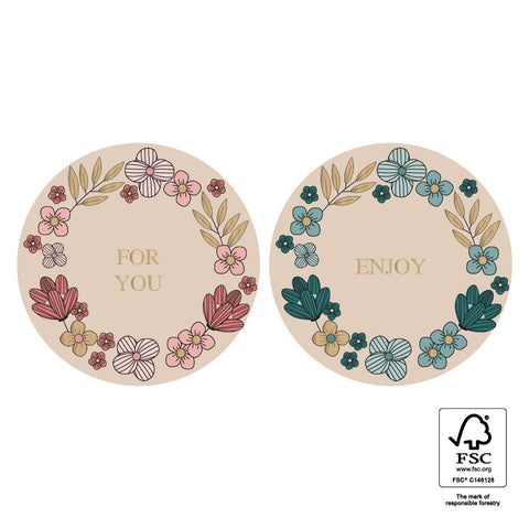 Duo - Stickers Champ de Fleurs Or/Rose/Bleu (2 pièces)