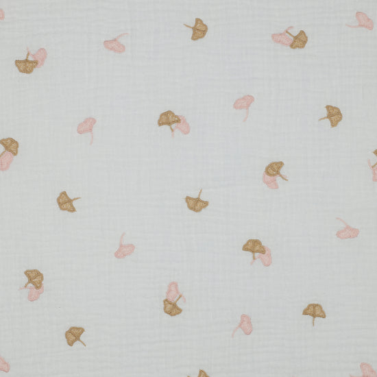 Musselin/Double Gauze “Embroidery Ginkgo Off White”