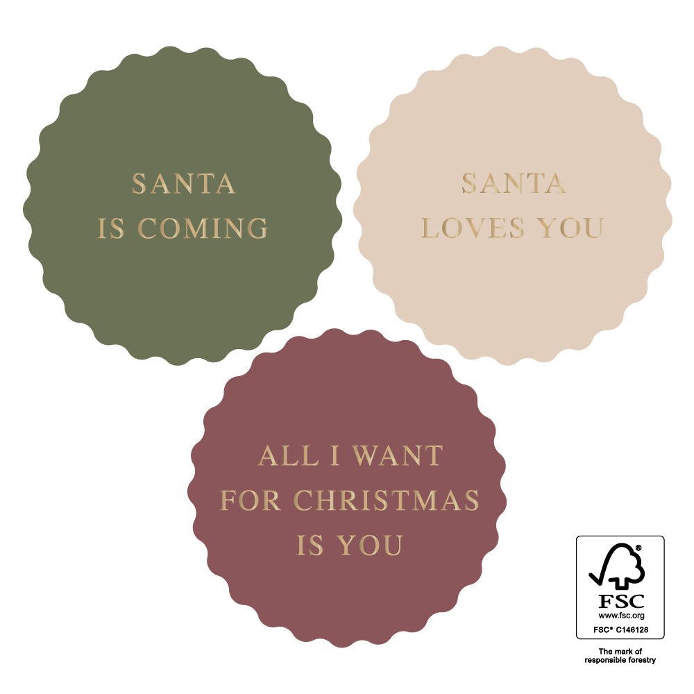 Multi - Santa Love Gold Faded Stickers (3 pieces)