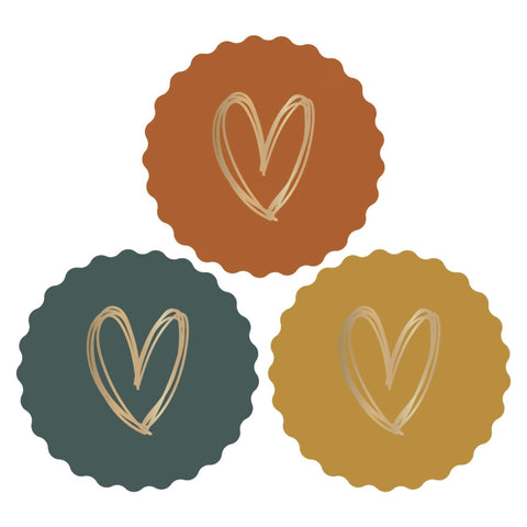 Multi - Heart Gold Bright Stickers (3 pieces)