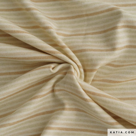 Jersey interlock en tricot de coton pur « Stripes color » en coton biologique